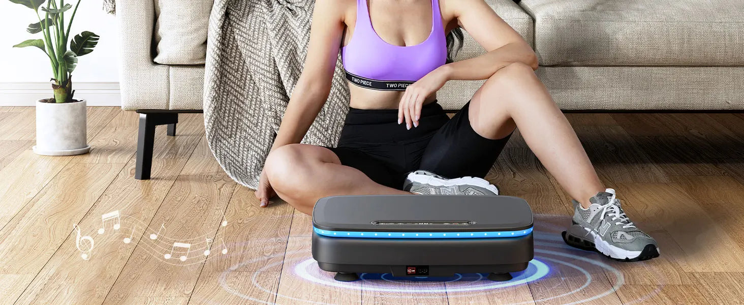 MERACH Vibration Plate Exercise Machine with Light Whole Body Workout Power Vibrate Platform Vibration Plate Lymphatic Drainage