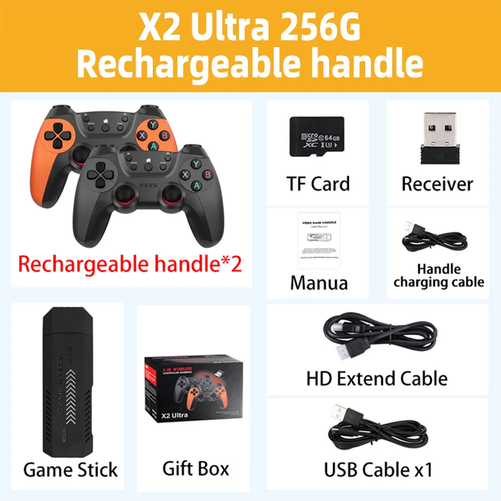 X2 Ultra X2 Plus GD10 Pro 4K Game Stick 3D HD Retro Video Game Console Wireless Controller TV 50 Emulator For PS1/N64/DC  Gift