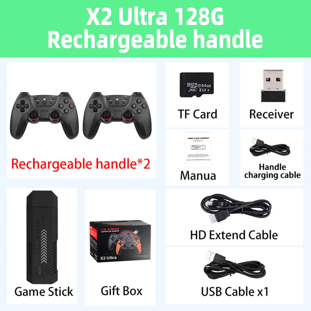 X2 Ultra X2 Plus GD10 Pro 4K Game Stick 3D HD Retro Video Game Console Wireless Controller TV 50 Emulator For PS1/N64/DC  Gift