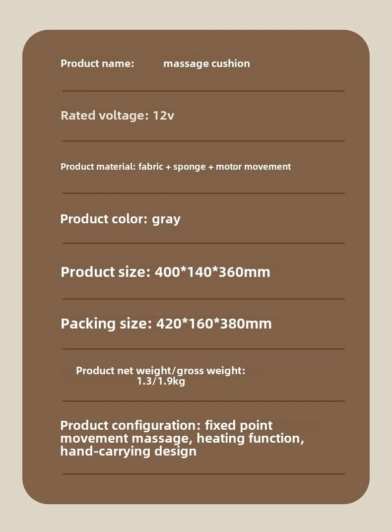 JAIYORL Rechargeable Shiatsu Portable Massager, Massage Cushion for Neck, Shoulder, Back, with Rotating Heads Heat