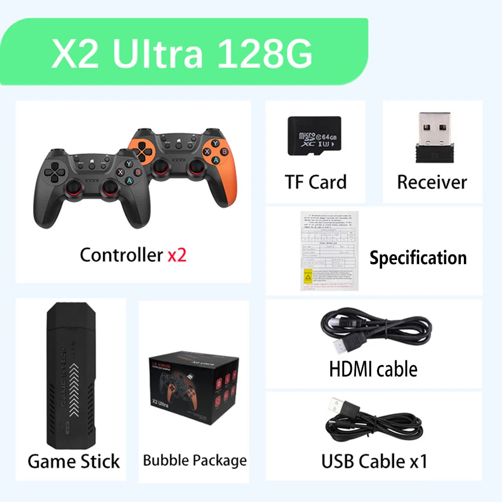 X2 Ultra X2 Plus GD10 Pro 4K Game Stick 3D HD Retro Video Game Console Wireless Controller TV 50 Emulator For PS1/N64/DC  Gift