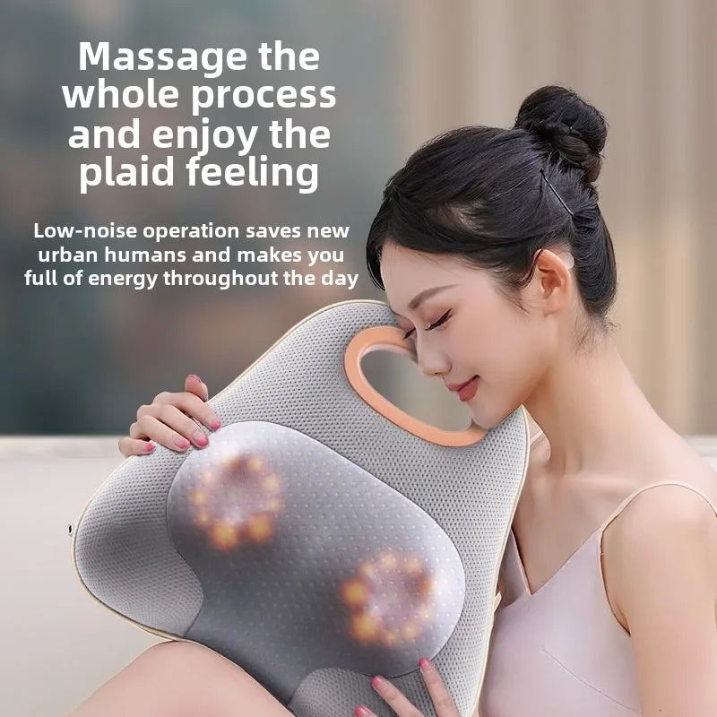 JAIYORL Rechargeable Shiatsu Portable Massager, Massage Cushion for Neck, Shoulder, Back, with Rotating Heads Heat