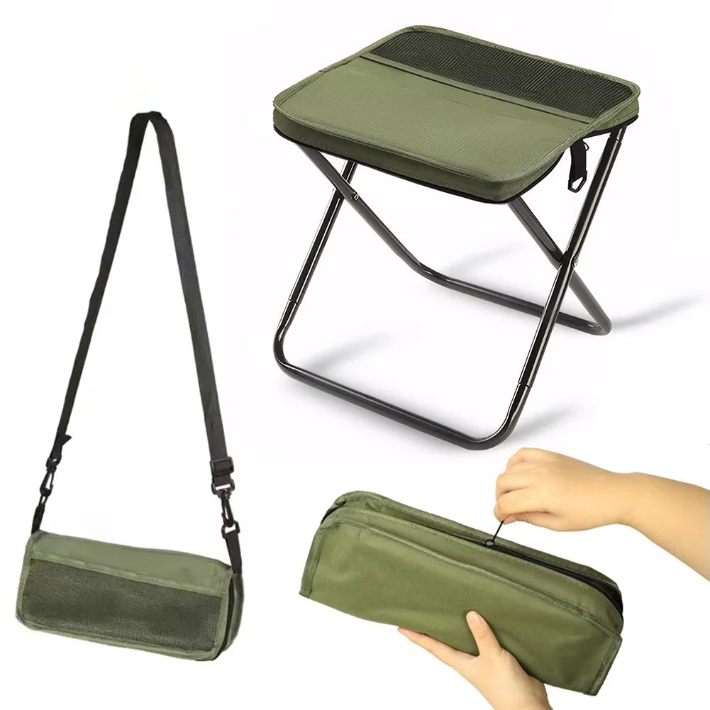 Portable foldable backpack stool lightweight compact camping chair for hiking, fishing, picnic outdoor travel and sports