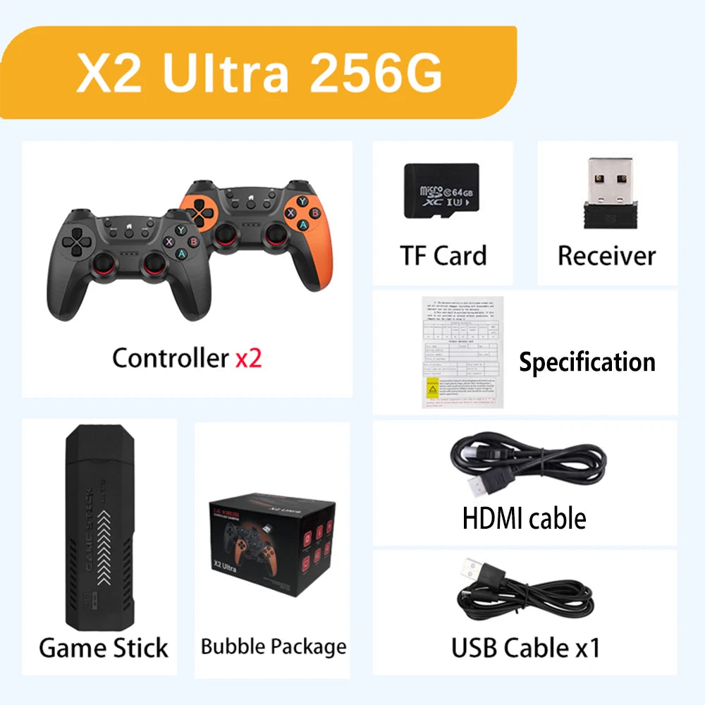 X2 Ultra X2 Plus GD10 Pro 4K Game Stick 3D HD Retro Video Game Console Wireless Controller TV 50 Emulator For PS1/N64/DC  Gift