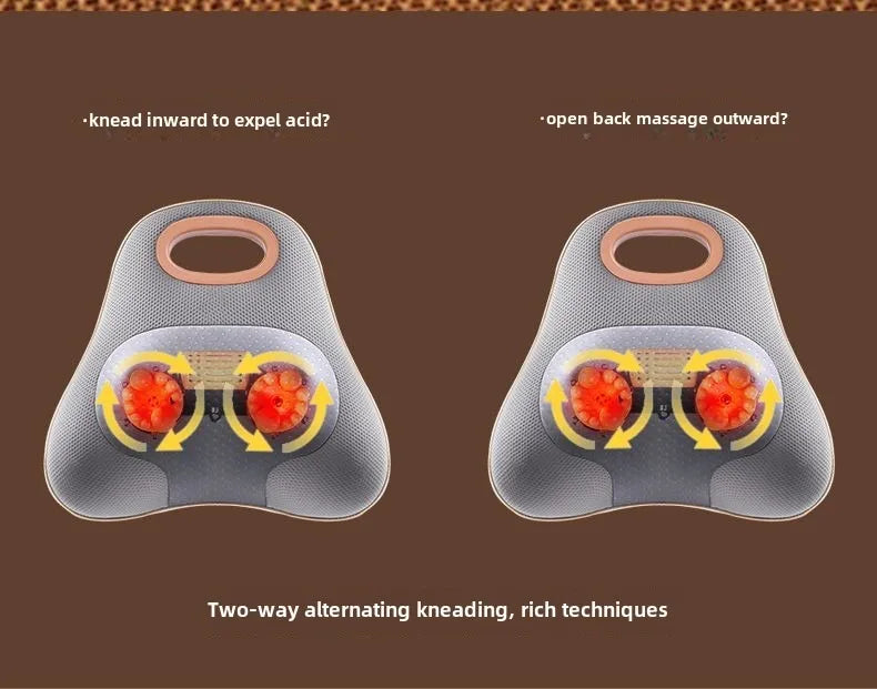 JAIYORL Rechargeable Shiatsu Portable Massager, Massage Cushion for Neck, Shoulder, Back, with Rotating Heads Heat