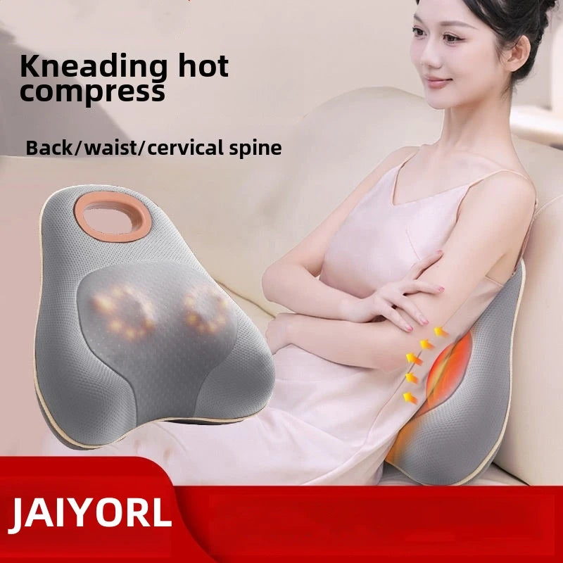 JAIYORL Rechargeable Shiatsu Portable Massager, Massage Cushion for Neck, Shoulder, Back, with Rotating Heads Heat