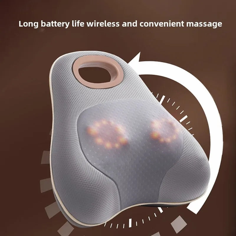 JAIYORL Rechargeable Shiatsu Portable Massager, Massage Cushion for Neck, Shoulder, Back, with Rotating Heads Heat