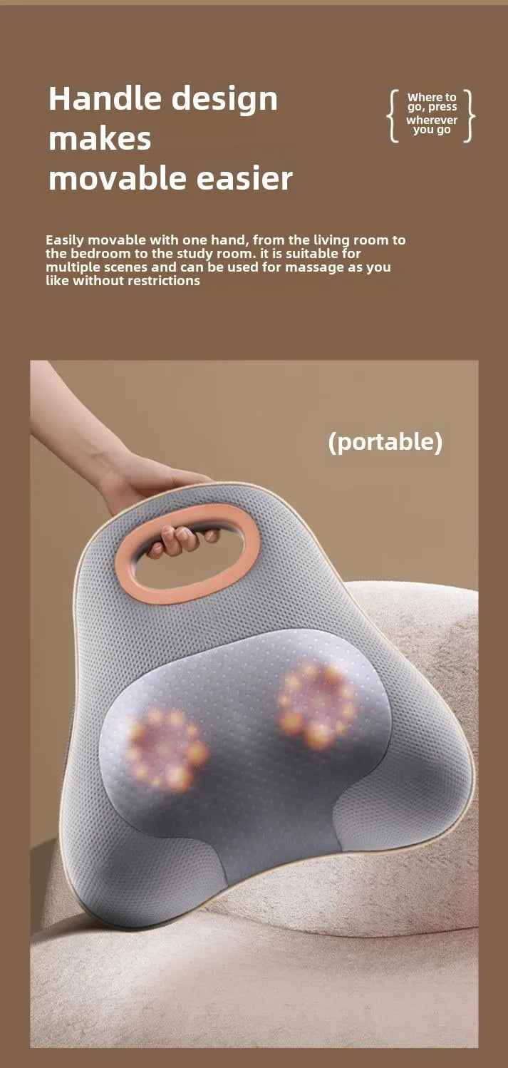 JAIYORL Rechargeable Shiatsu Portable Massager, Massage Cushion for Neck, Shoulder, Back, with Rotating Heads Heat