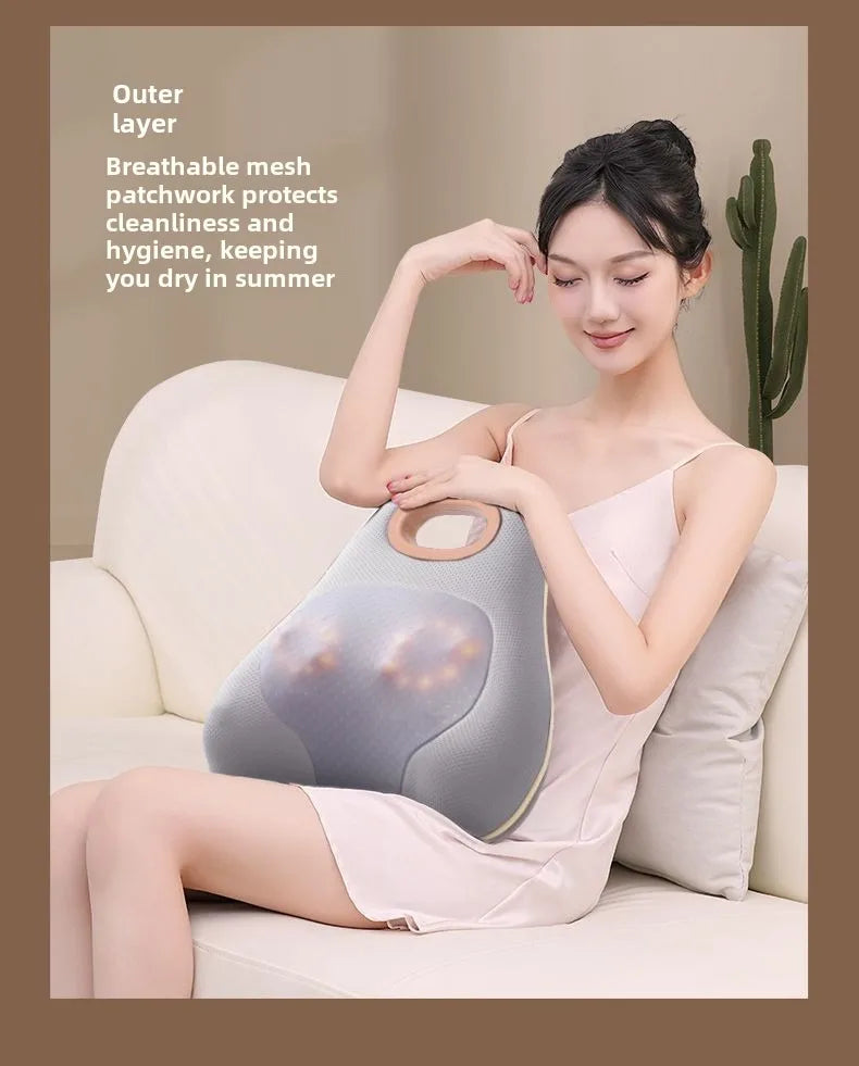 JAIYORL Rechargeable Shiatsu Portable Massager, Massage Cushion for Neck, Shoulder, Back, with Rotating Heads Heat