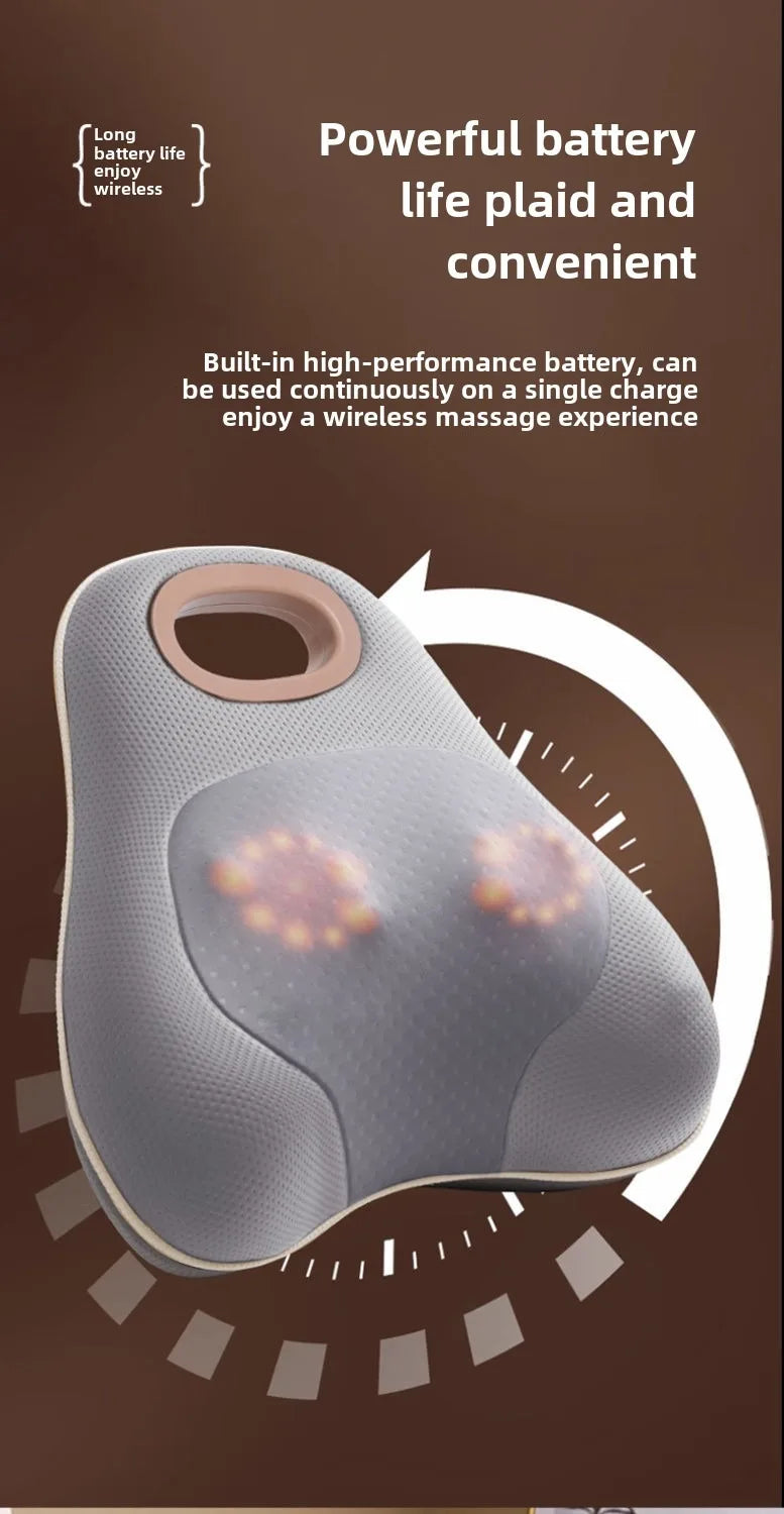 JAIYORL Rechargeable Shiatsu Portable Massager, Massage Cushion for Neck, Shoulder, Back, with Rotating Heads Heat