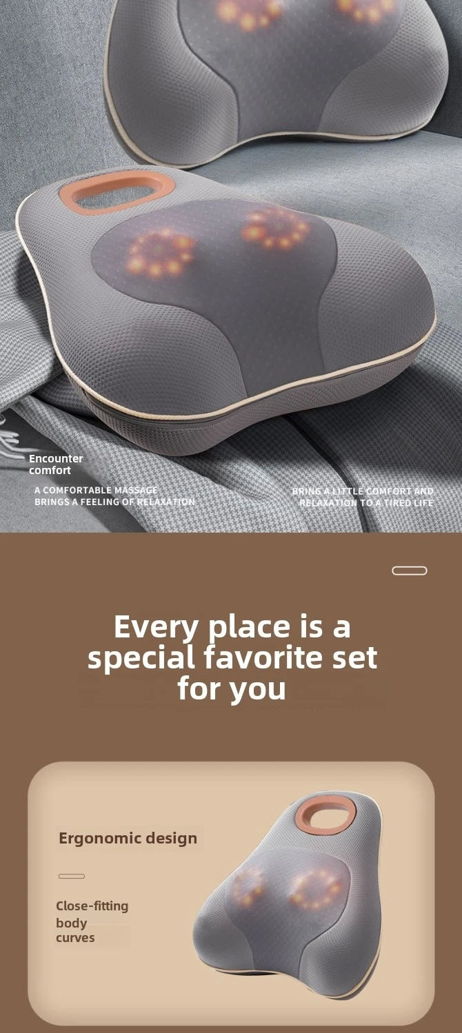 JAIYORL Rechargeable Shiatsu Portable Massager, Massage Cushion for Neck, Shoulder, Back, with Rotating Heads Heat