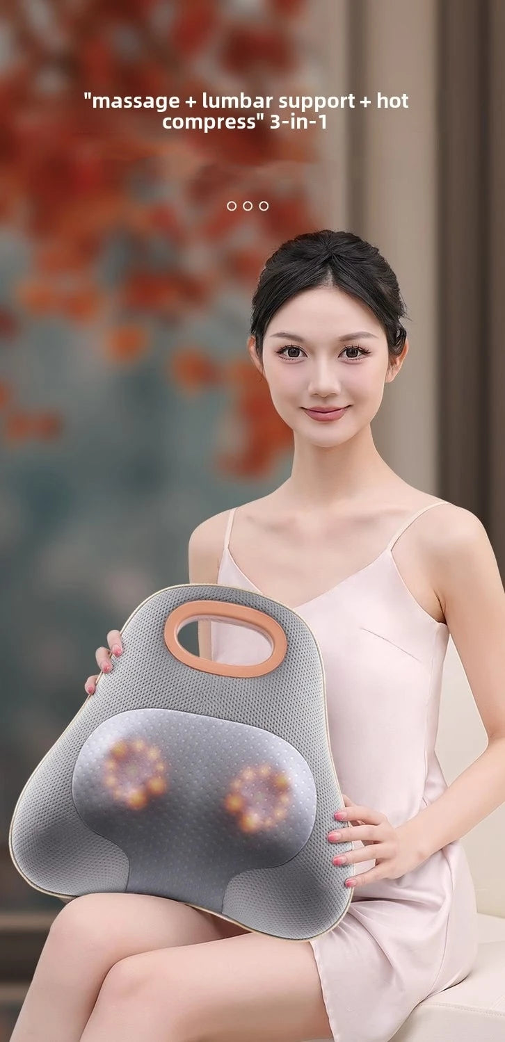 JAIYORL Rechargeable Shiatsu Portable Massager, Massage Cushion for Neck, Shoulder, Back, with Rotating Heads Heat